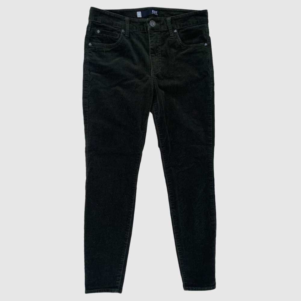 Kut From The Kloth Relaxed Fit Diana Skinny Corduroy Pants Dark Green Size 6P